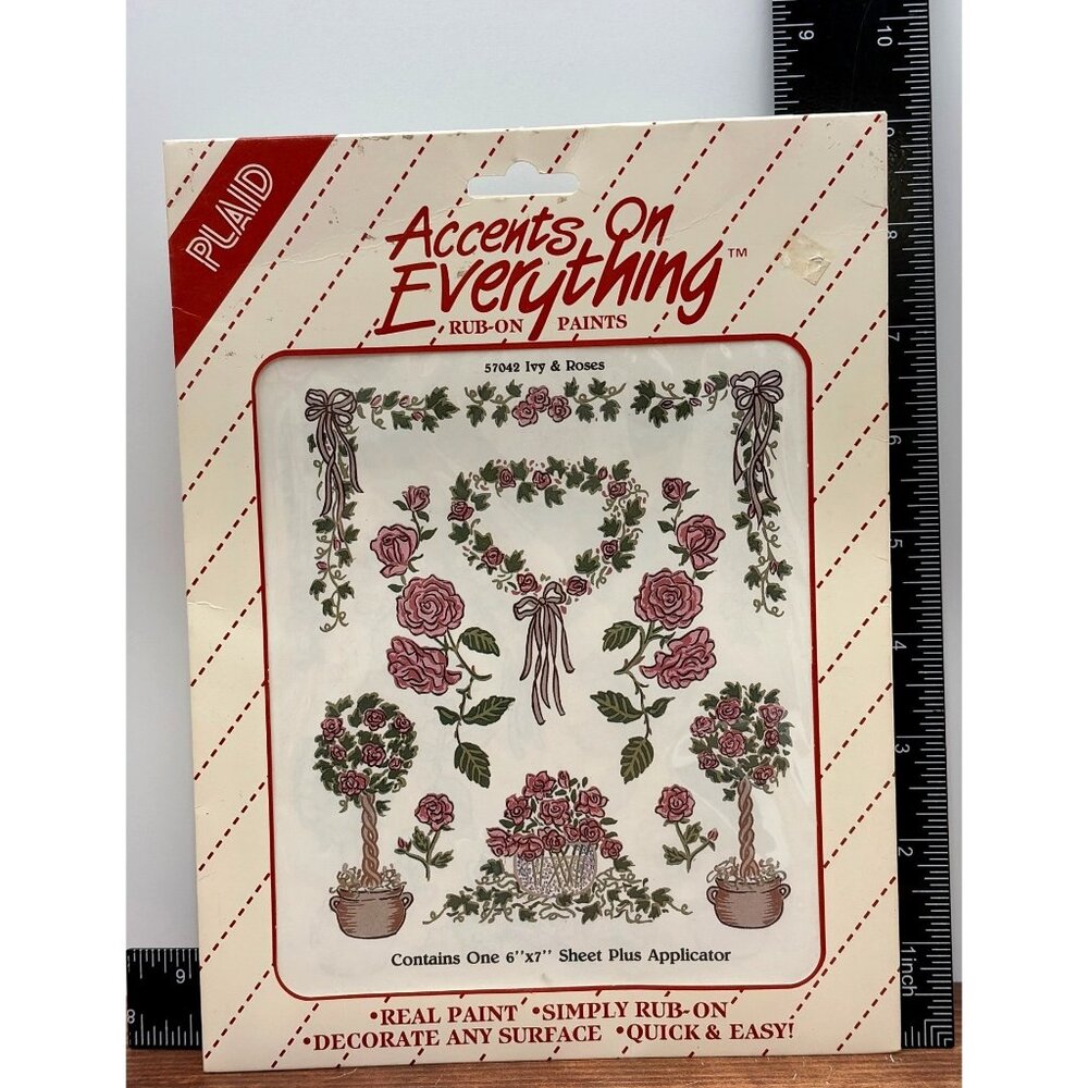 Accents On Everything 57042 Ivy & Roses Rub-On Paints Sheet BY PLAID